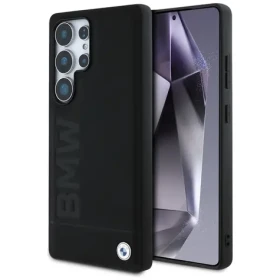 BMW Leather Big Wordmark pro Samsung Galaxy S25 Ultra černá / Zadní kryt / Kožený (PU) / Logo BMW (BMHCS25LSLLBK)