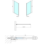 POLYSAN - MODULAR SHOWER stěna k instalaci na zeď, pro připojení otočného panelu, 900 MS3A-90