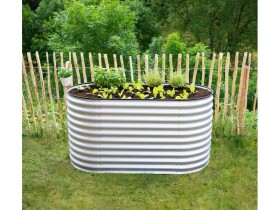 Kovový vyvýšený záhon – Grow Faster (d. 160 cm x š. 80 cm x v. 82 cm), stříbrná