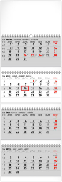 Nástěnný kalendář 2026 NOTIQUE - Čtyřměsíční standard skládací, 29,5 x 84,5 cm