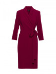 S415 Košilové šaty vázané v pase - bordó EU XXL