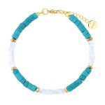 Dámský náramek Denise - tyrkys, perleť, chirurgická ocel, Tyrkysová 16 cm + 2 cm (prodloužení)