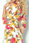 Dámské společenské šaty s motivem krátké květované / L smetanová L model 15042699 - numoco