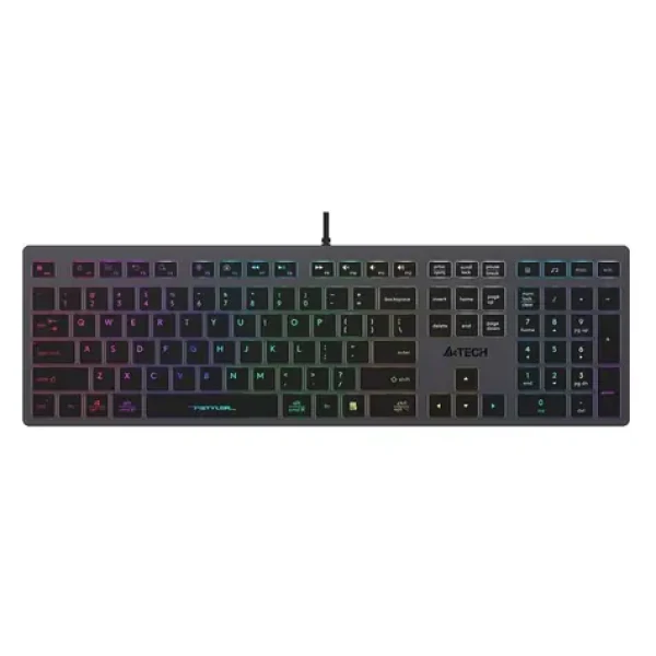 A4tech FX60 (Neonové podsvícení) šedá / Drátová klávesnice / membránová / USB-A / RGB / CZ layout (FX60-N-GY)