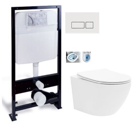 PRIM - předstěnový instalační systém s bílým tlačítkem 20/0042 + WC CALANI Loyd + SEDÁTKO PRIM_20/0026 42 LO1