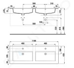 JIKA - Cube Skříňka s dvojumyvadlem, 1160x422x622 mm, bílá H4536621763001