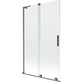 MEXEN/S - Velar L dvoukřídlá posuvná vanová zástěna 110 x 150, transparent, grafit kartáčovaná 896-110-003-01-66