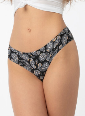 Dámské kalhotky Paisley Simple Brasil černé se vzorem - Julimex XL