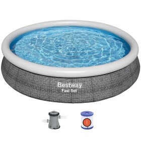 Bestway Nafukovací bazén Fast Set šedý - 3.66m x 76cm / kartušová filtrace (102457445)