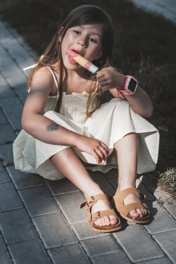 Dětské sandálky na korkové platformě se suchým zipem Camel Rorria 27