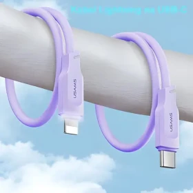 USAMS SJ566 fialová / Datový kabel / Lightning - USB Type-C / 1.2m / 20W PD Fast Charge (SJ566USB03)