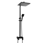 Erga Cube, sprchová souprava s pákovou baterií, vanovou výlevkou a dešťovou hlavicí 30x30cm, černá matná, ERG-YKA-BP.CUBE-30-BLK