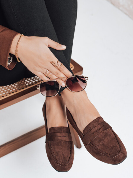 Dámské semišové hnědé mokasíny FashionStreet ZY1175 38