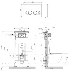 OMNIRES - Set: STRONGFRAME podomítkový rám + STEEL-R45 splachovací tlačítko, černý polomat STFWC1R45-RBL