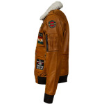 Pánská Kožená Bunda Pilot BXT Pravý Kožíšek Brixton Hnědá Velikost: S