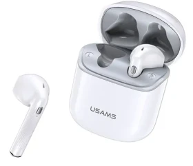 USAMS SY02 TWS 5.0 BT Stereo EarBuds bílá / 40 mAh + 300 mAh (6958444931159)