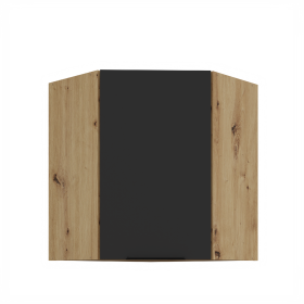 Horní rohová skříňka Aria 60x60 GN-72 1F (45°) Barva korpusu: Dub artisan, Barva dvířek: BL - Black AFM