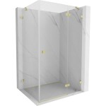 MEXEN/S - Lunar sprchový kout dveře křídlové pravá 70 x 90, transparent, zlato kartáčovaná 834-070-090-55-00-P
