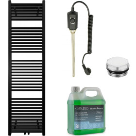 CERANO - Koupelnový elektrický radiátorový set Lincoln - 600W - černá matná - 1800x500 mm CER-978845