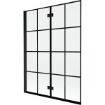 MEXEN - MIST vanová zástěna 130x150 cm 6mm 2-s, černá, dekor, levá 8A9-130-002-70-77-L