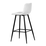 Židle barová, bílá látka, čtyřnohá kovová podnož, černý mat