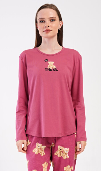 Dámské pyžamo dlouhé Vienetta Secret Pink bear