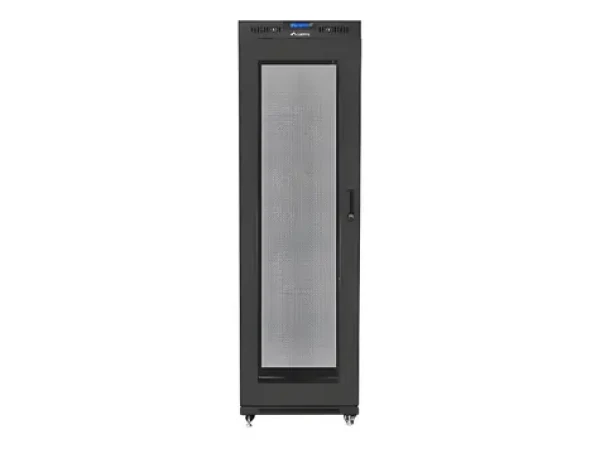 Lanberg Rack 42U černá / Stojanový rozvaděč / 19" / 600x1000 mm / Flat pack / Perforované dveře / LCD (FF01-6042-23BL)