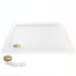REA/S - Sprchová akrylová vanička Belmond White 80x80 Krytka kartáčované zlato KPL-14370
