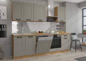 Kuchyňská linka 250 cm Luna 2 Barva korpusu: Dub artisan, Barva dvířek: Clay Grey
