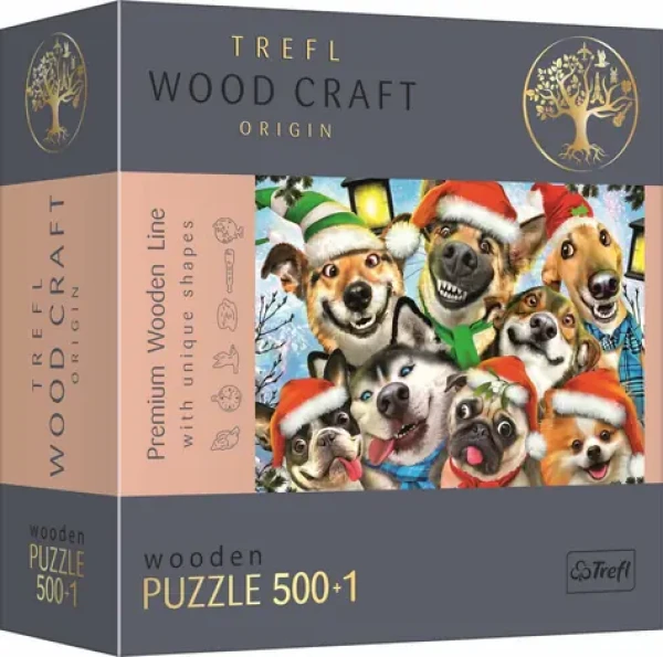 Trefl Wood Craft Origin - Puzzle - Vánoční Psi