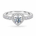 Stříbrný prsten se srdcem Dalia 0,5 ct MOISSANITE + CERTIFIKÁT, 54 Stříbrná certifikát GRA, hadřík na čištění stříbra, dárková krabička