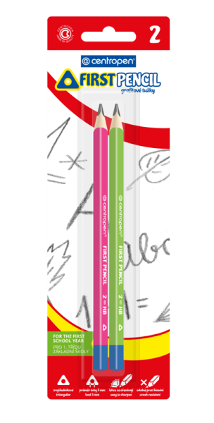 Grafitová tužka trojhranná Jumbo Centropen 9512, bez gumy, 2ks - číslo 2