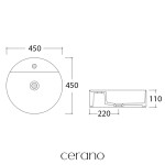 CERANO - Umyvadlo keramické - na desku - Lario - bílá lesklá - Ø 45 CER-680341