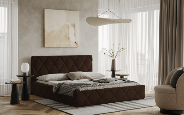FRONTI Postel LUKA 160x200 hnědá s úložným prostorem