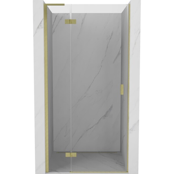 MEXEN/S - Mist-H L sprchové dveře křídlové levé 80, transparent, zlatá kartáčovaná 8A5L-080-000-55-00-L