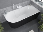 MEXEN/S - Mia volně stojící rohová vana pravá 180 x 80, bílá/černá, sifon a přepad bílá 52691808075P-20