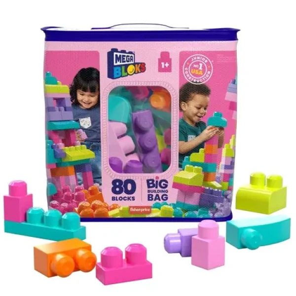 Mattel MEGA bloks velký pytel kostek - růžový