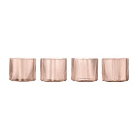 Ferm Living Sklenice Ripple Low Blush 200 ml – set 4 ks, růžová barva, sklo