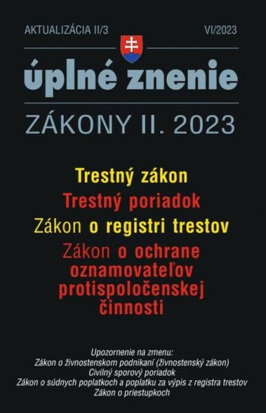 Aktualizácia II/3 - Trestný zákon a Trestný poriadok (e-kniha)