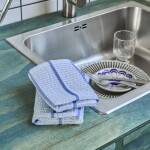 House Doctor Bavlněný hadřík Light Blue – set 2 ks, modrá barva, textil