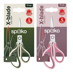 Spoko nůžky školní - X - blade, 17 cm, asymetrické, mix barev - 12ks
