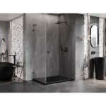 MEXEN/S - Lunar-B L sprchový kout dveře křídlové pravá 90 x 70, transparent, grafit kartáčovaná 832L-090-070-66-00-P