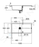 GROHE - Dřezy Kompozitní dřez K400 s automatickým odtokem, 1000x500 mm, granitová černá 31641AP0