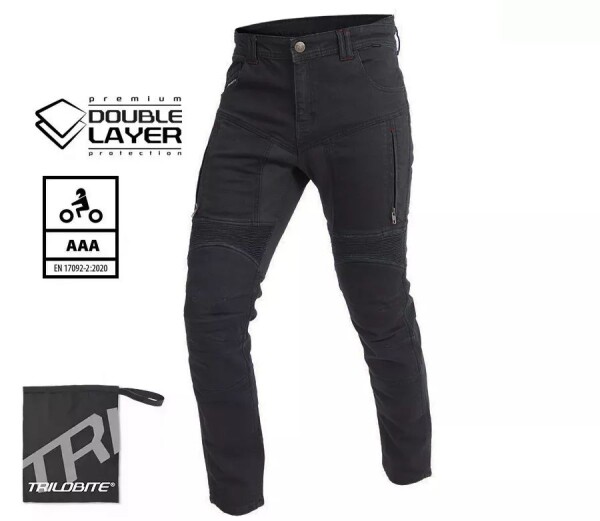 Pánské džíny na moto Trilobite Parado doublelayer Aaa skinny fit black level 2 - 36 / černá