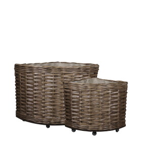 Chic Antique Proutěný koš na kolečkách Dark Nature Menší, přírodní barva, proutí