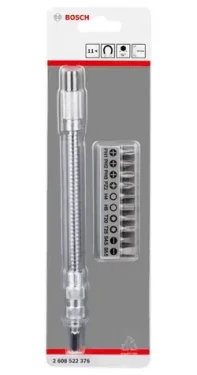 BOSCH Sada bitů s kovovým flexibilním nástavcem / Sada bitů / 11 ks / magnetický úchyt / stopka 1/4" (2608522376)