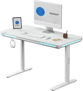 Poškozený obal - SENSE7 NOMO Pracovní stůl bílá / elektricky nastavitelná výška / 120 x 60cm / nosnost 50kg / LED (5902659845115.poškozený obal)