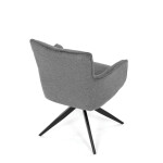 Židle jídelní, taštičkové pružiny v sedáku, 180° otočný mechanismus, šedá voděodolná látka, černý kov