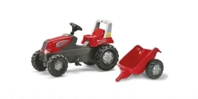 Rollytoys Šlapací traktor Rolly Juniors vlečkou červený akční