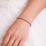 Náramek se šedými perlami a zirkonem - chirurgická ocel, Zlatá 16 cm + 3 cm (prodloužení) Šedá